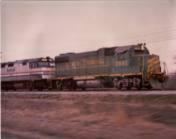 ITC #2001 is lead unit of northbound Amtrak "State House" south of Carlinville, IL