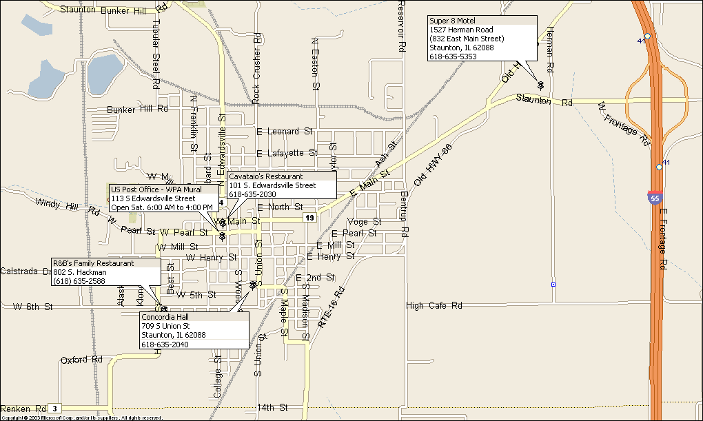 Staunton, Illinois Full Size City Map