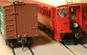 View of Precision Strassenbahn System™ with a MDC ITS box car and PE Blimp